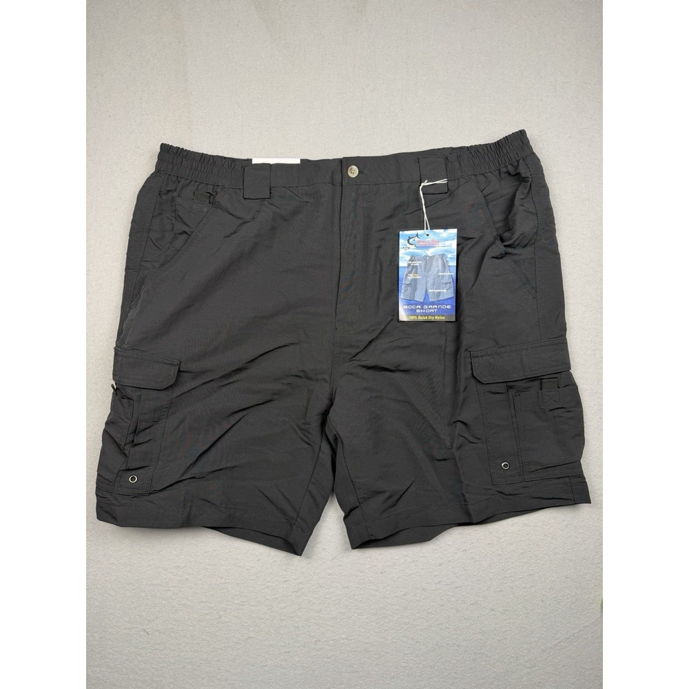 World Wide Sportsman Shorts Mens 44 Black Boca Grande Cargo Fishing Nylon NWT